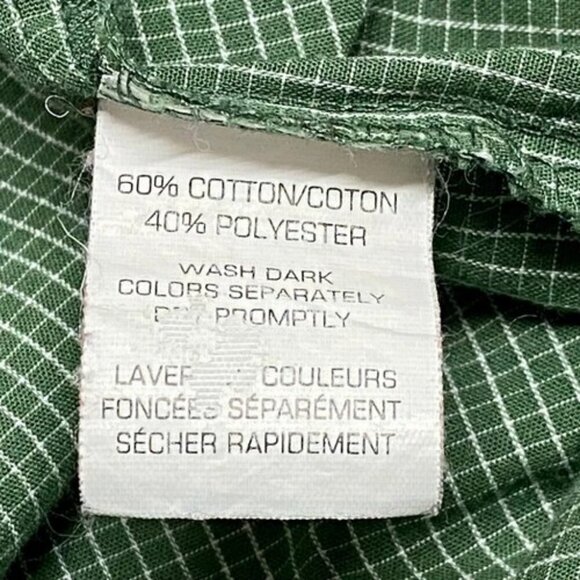 Van Heusen Shirt Men's Large Short Sleeve Classic Fit Button Down Green Grid EUC - Picture 4 of 7